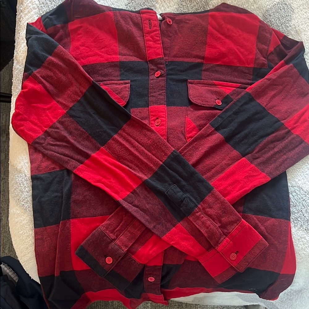 Old Navy Red and Black Plaid Flannel Shirt
